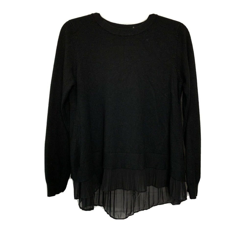 Milano Black Long Sleeve Sweater Wool Blend Medium
